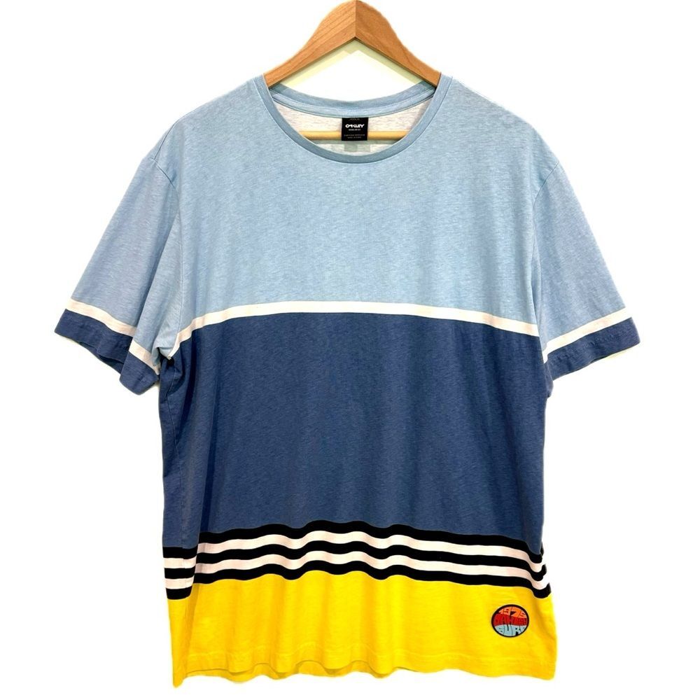 Oakley Color Blocked Striped T-shirt Mens Size XL Short Sleeve 1975 Surf Tee